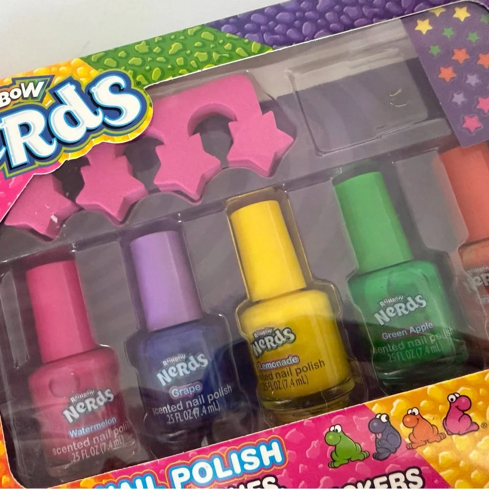 Rainbow Nerds Scented Nail Polish Set - Purple, Yellow, Green, Orange, Red NIB